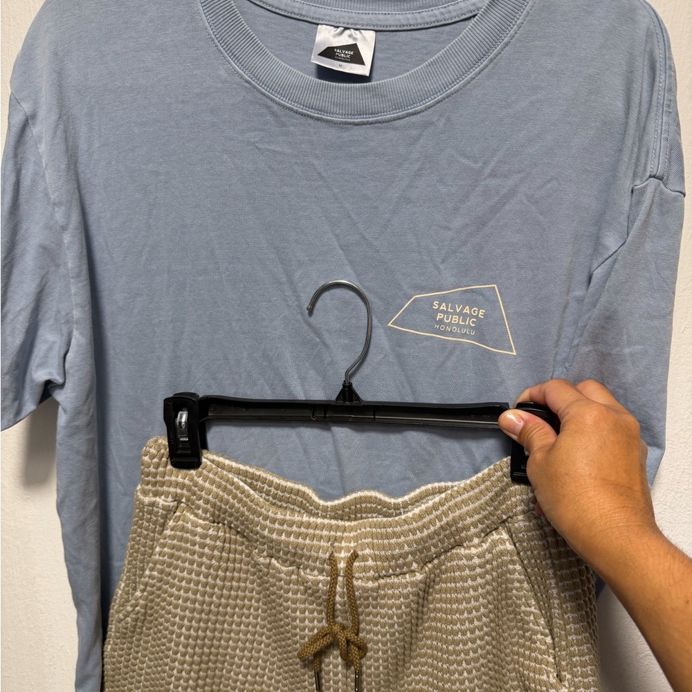 Salvage Public Blue T-Shirt and Tan Shorts Bundle